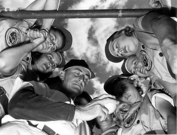Dick Bass with members of the Fort Wayne Daisies baseball team - Opa-locka, Florida 