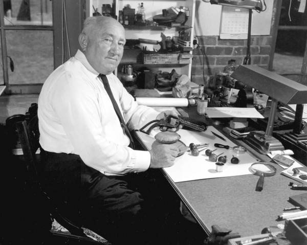 Park museum curator William Decker with artifacts at Fort Clinch - Fernandina Beach, Florida
