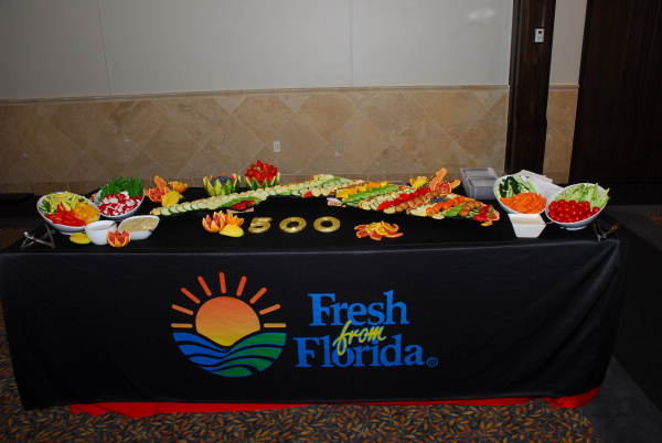 View of food fresh from Florida on display at the Viva Florida 500 statewide planning meeting held at Mission San Luis in Tallahassee, Florida.