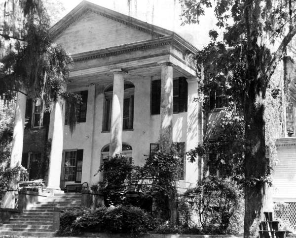 Frontal facade of the Call-Collins House at The Grove in Tallahassee, Florida.