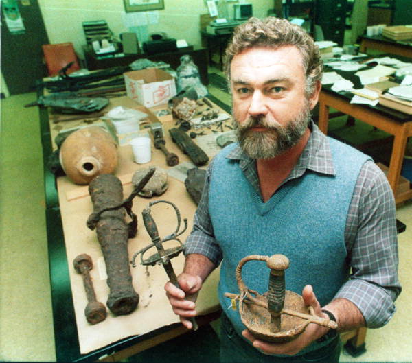 Roger Smith, the State Archaeologist stands with some artifacts - Tallahassee, Florida 