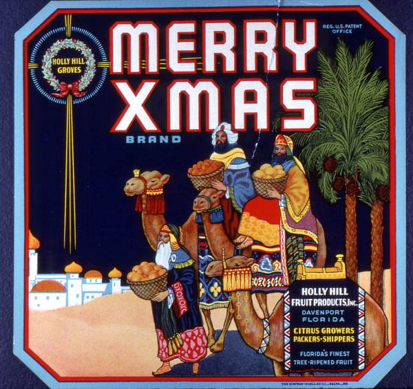 Holly Hill Fruit Products Incorporated's Merry Christmas Brand citrus label