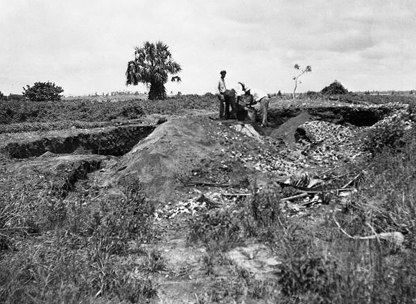 Screening the earth for artifacts at a village site in the Miami area - Florida