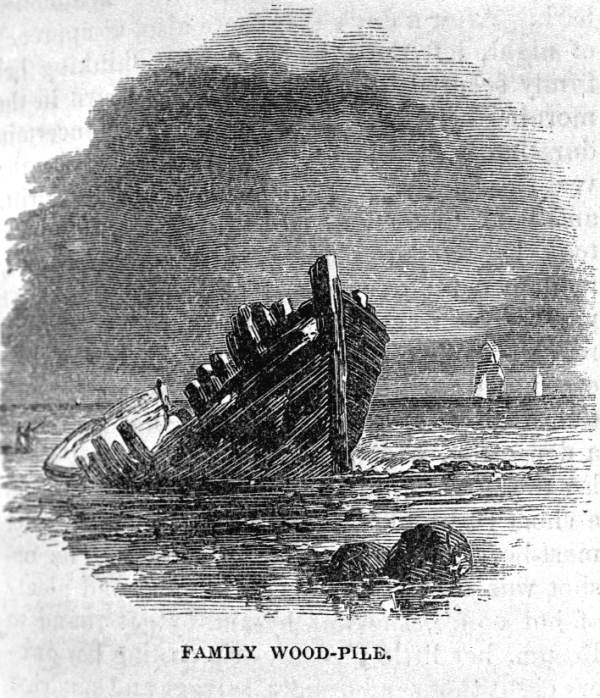 Engraving of the remains from a shipwreck