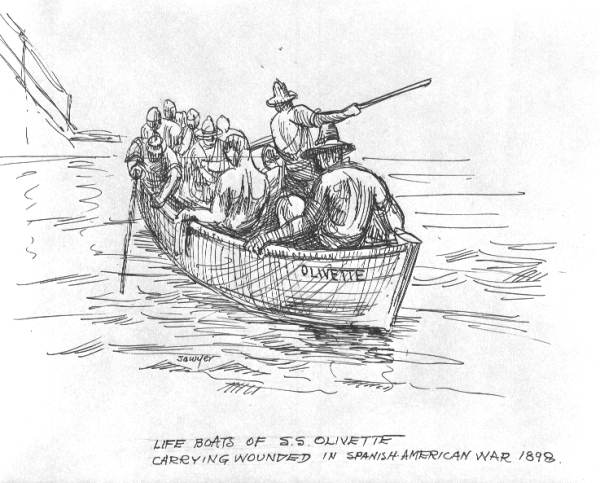 "Olivette" life boat carrying wounded, drawn by Philip Ayers Sawyer