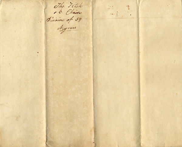 Agreement for division of Negroes purchased by Thomas Fitch and Benjamin Chaires
