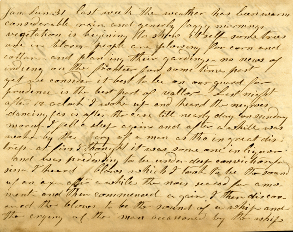 Daniel Wiggins' observations on slavery in Jefferson County 
