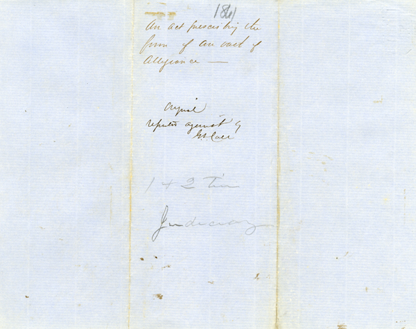 An Act Prescribing the Form of an Oath of Allegiance, 1861 
