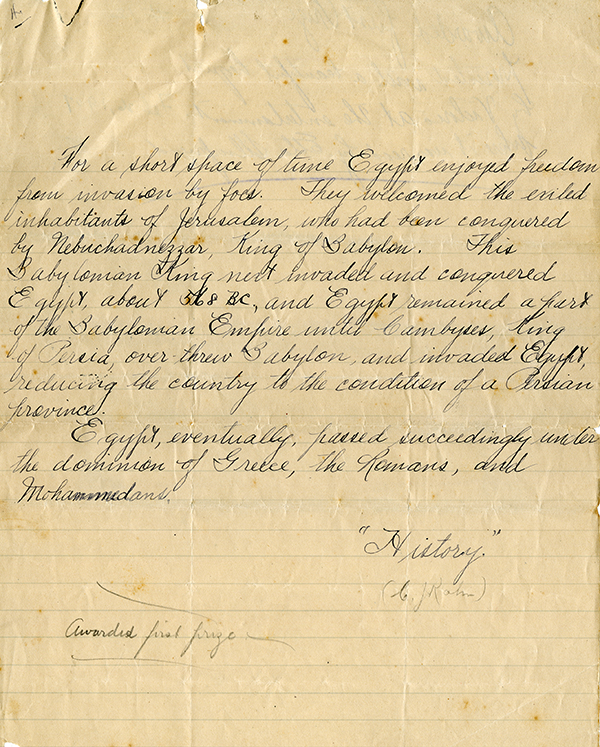 Rahn&rsquo;s First Prize Essay on Egypt, 1907

