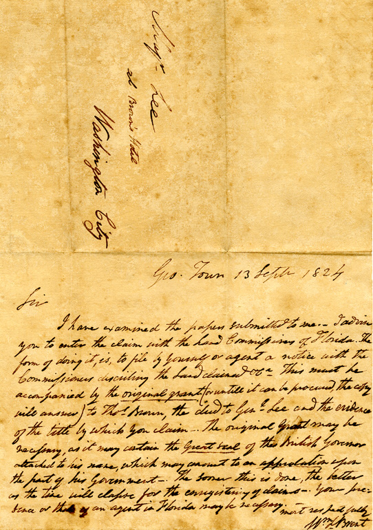 Letter from Brent to Lee