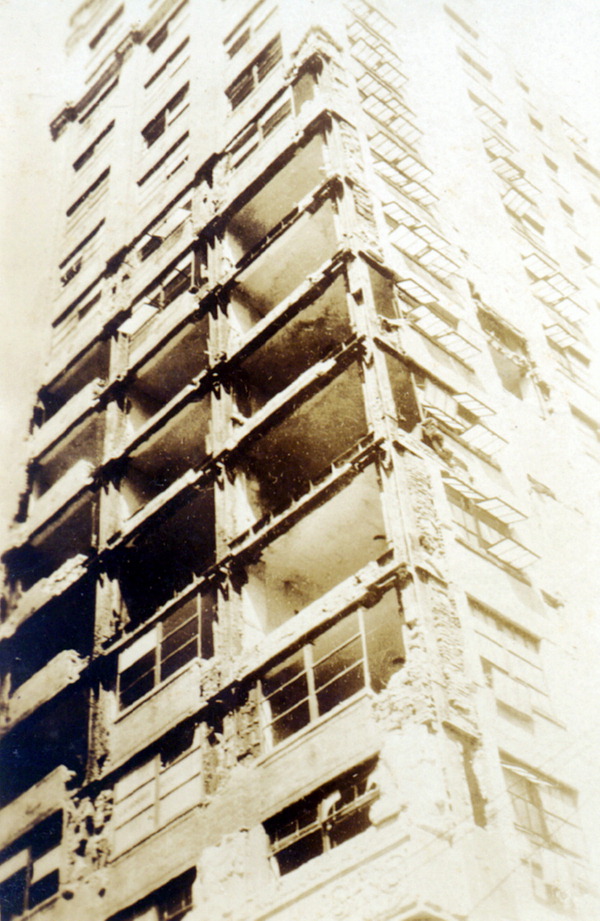 Hurricane damage to building - Miami, Florida