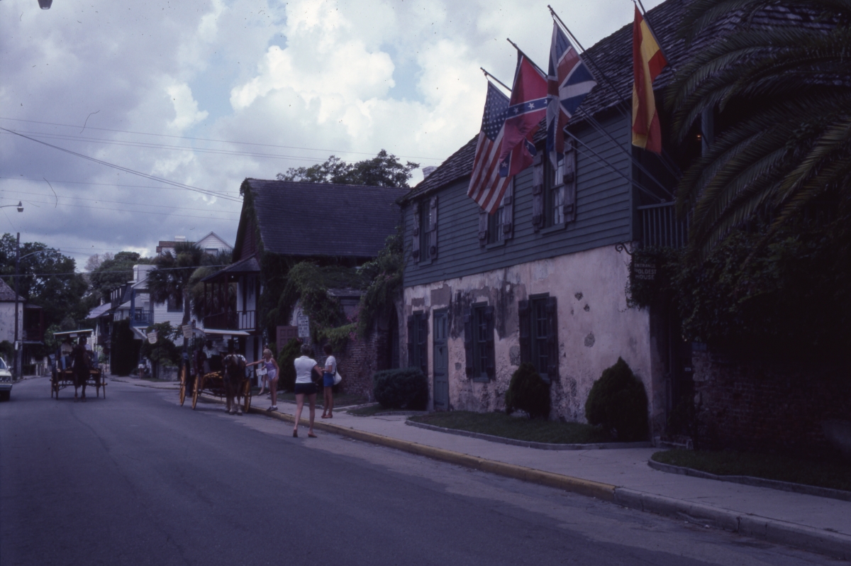Street scene in front of the Oldest House - Saint Augustine, Florida