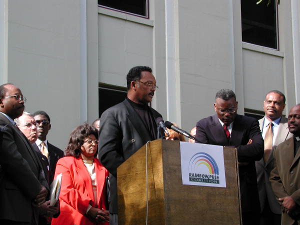 Jesse Jackson speaking at the capitol during the 2000 presidential election vote dispute