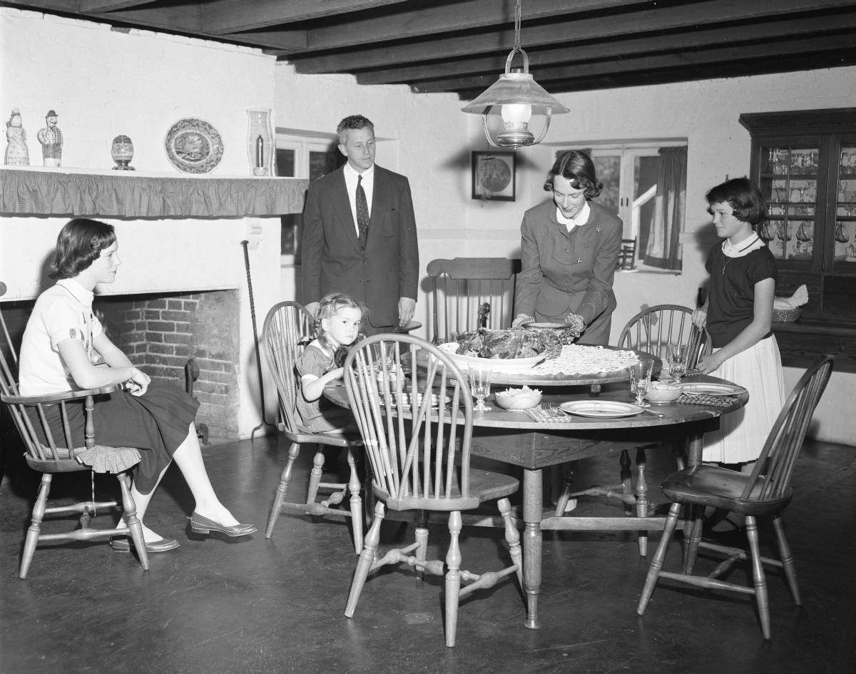 LeRoy Collins and family in the kitchen at the Grove