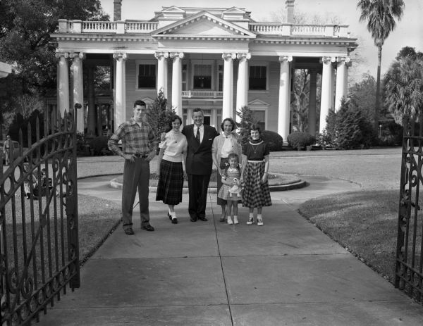 Governor LeRoy Collins and family at old mansion - Tallahassee, Florida