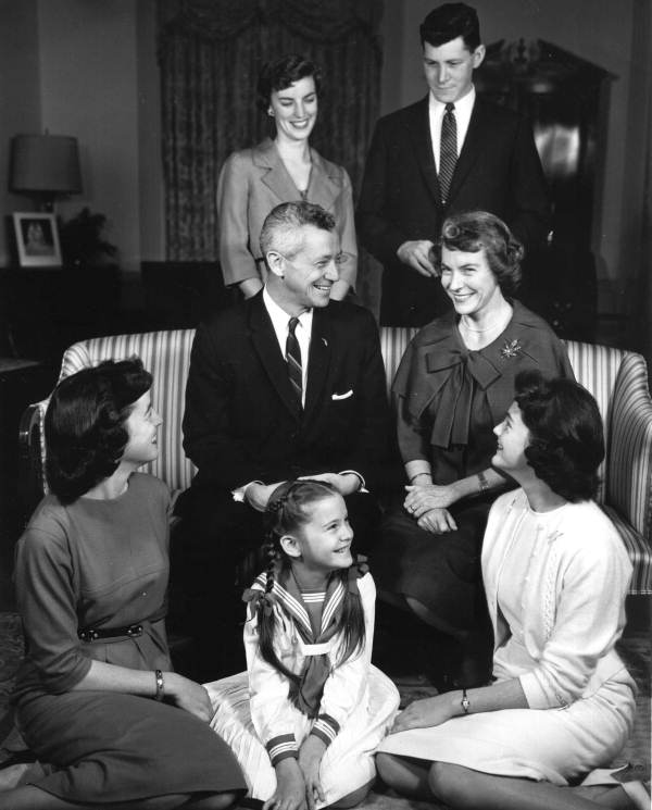 Governor LeRoy Collins surrounded by his family at the Governor's Mansion - Tallahassee, Florida