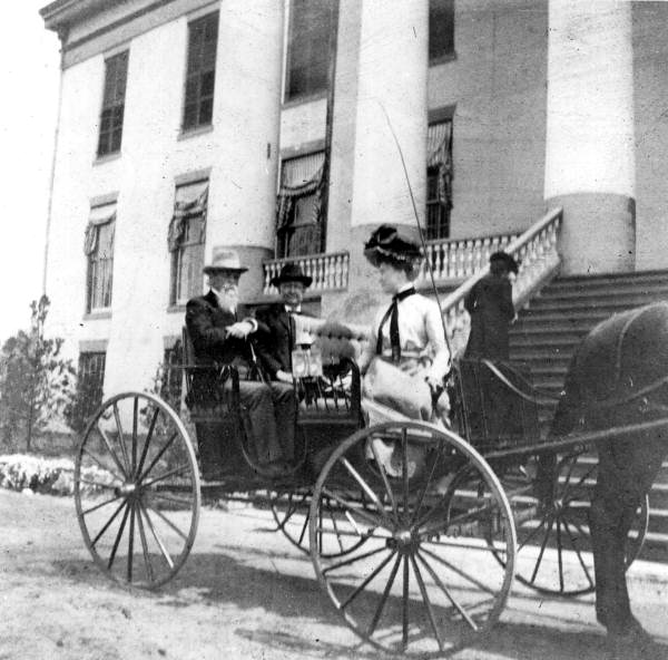 Governor Bloxham in carriage at the steps of the old capitol - Tallahassee, Florida