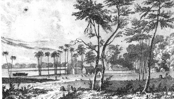 Drawing of Fort Mellon on Lake Monroe