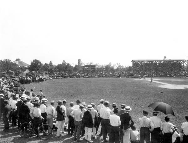 Crowd watching a baseball game in MacFarlane Park - Tampa, Florida