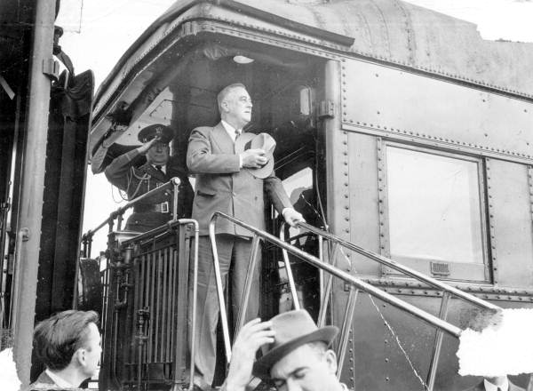 President Franklin D. Roosevelt aboard train - Jacksonville, Florida