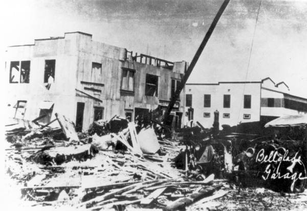 Automotive garage, demolished by the hurricane of 1928 - Belle Glade, Florida
