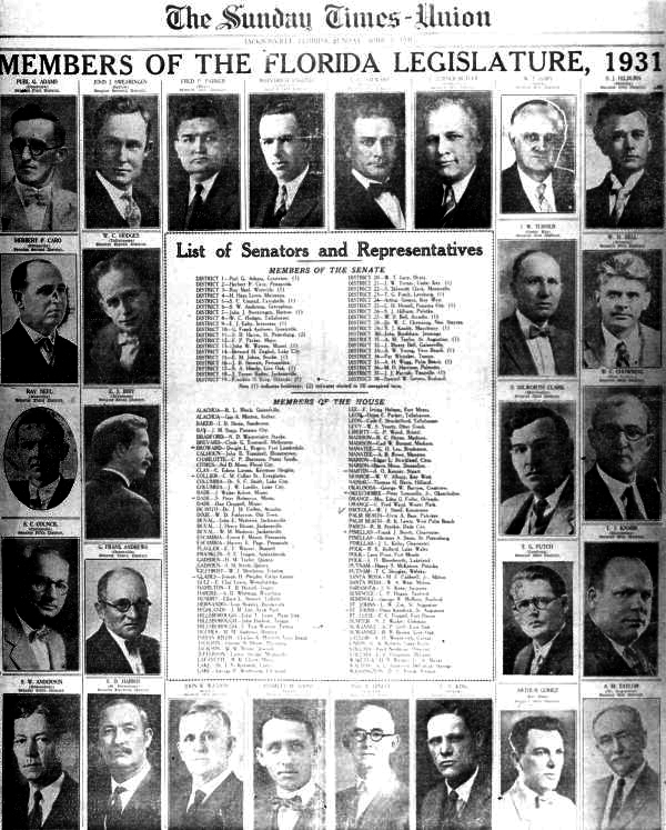 Members of the 1931 Florida Senate - Tallahassee, Florida