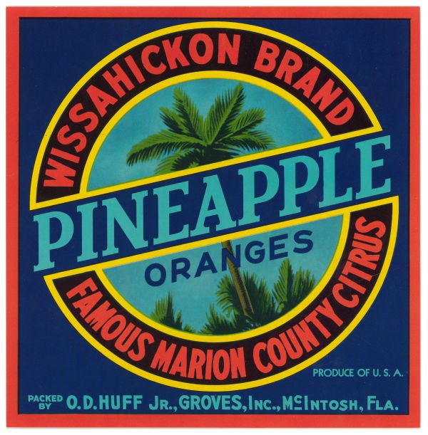 Wissahickon Brand Pineapple Oranges Label