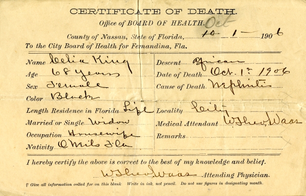 King, Celia death certificates