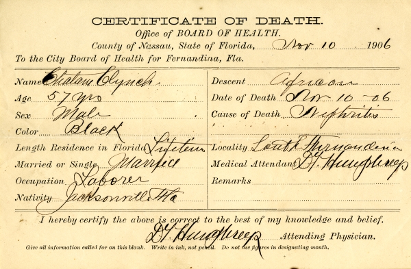 Clynch, Chatam death certificates