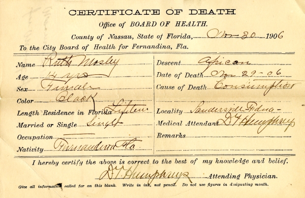 Mosley, Ruth death certificates