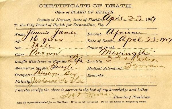 James, Jimmie death certificates