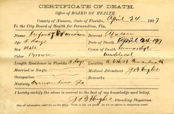 Morrison, Infant of D.H. death certificates