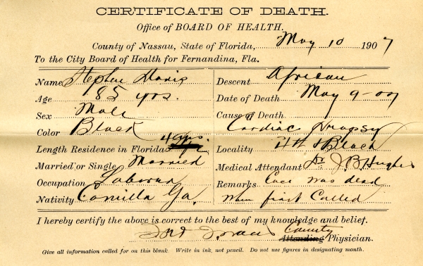 Davis, Stephen death certificates
