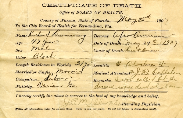 Cumming, Richard death certificates