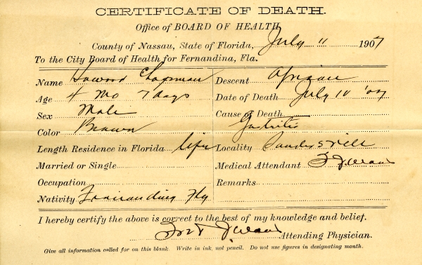 Chapman, Howard death certificates