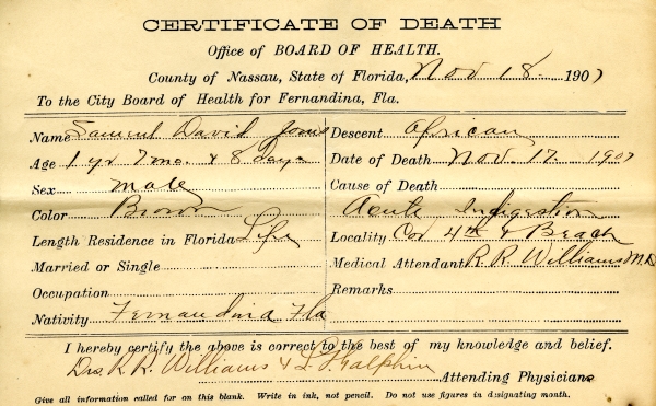Jones, Samuel David death certificates