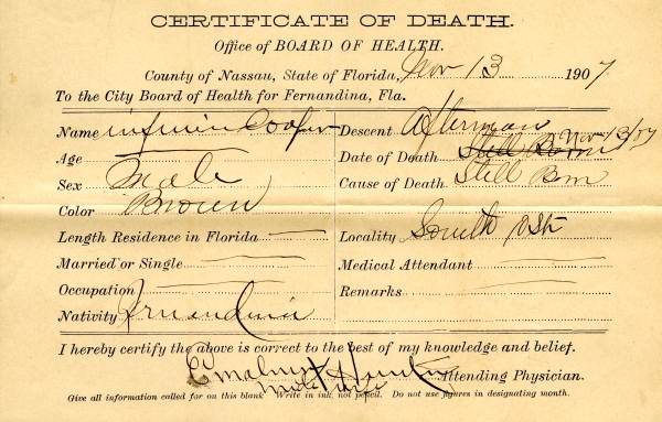 Soafer, Infant death certificates