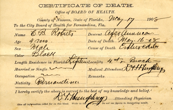 Roberts, C. B. death certificates