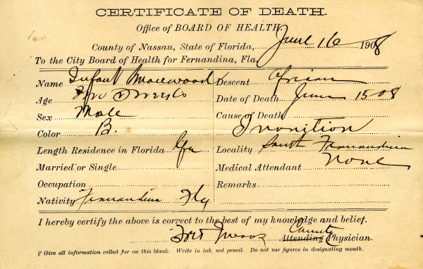 Morewood, Infant death certificates