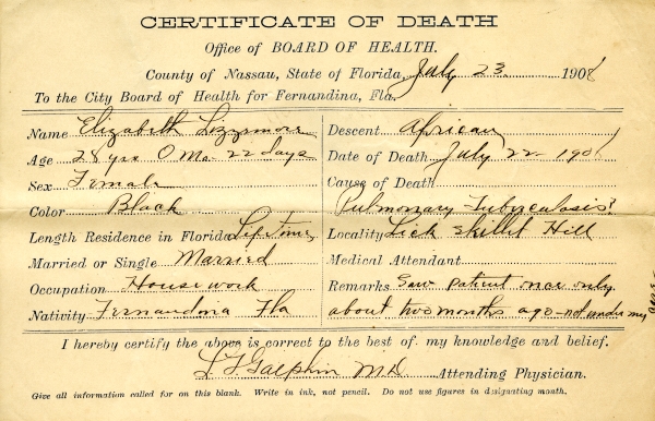 Lizzemore, Elizabeth death certificates