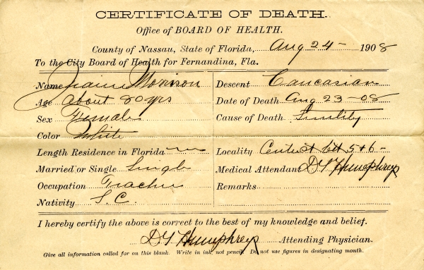Morrison, death certificates