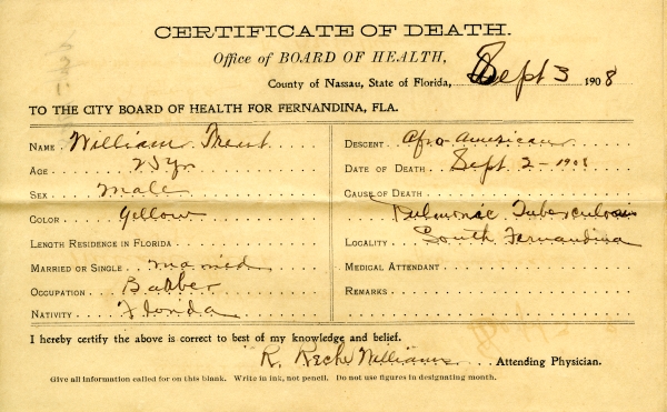 Trent, William death certificates