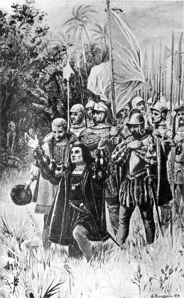 Drawing of Jean Ribault and his troops Drawing of Jean Ribault and his troops