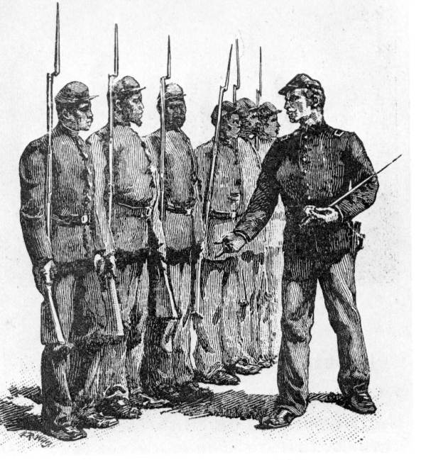 Drawing of African-American soldiers during the Civil War (ca. 1863) Drawing of African-American soldiers during the Civil War (ca. 1863)