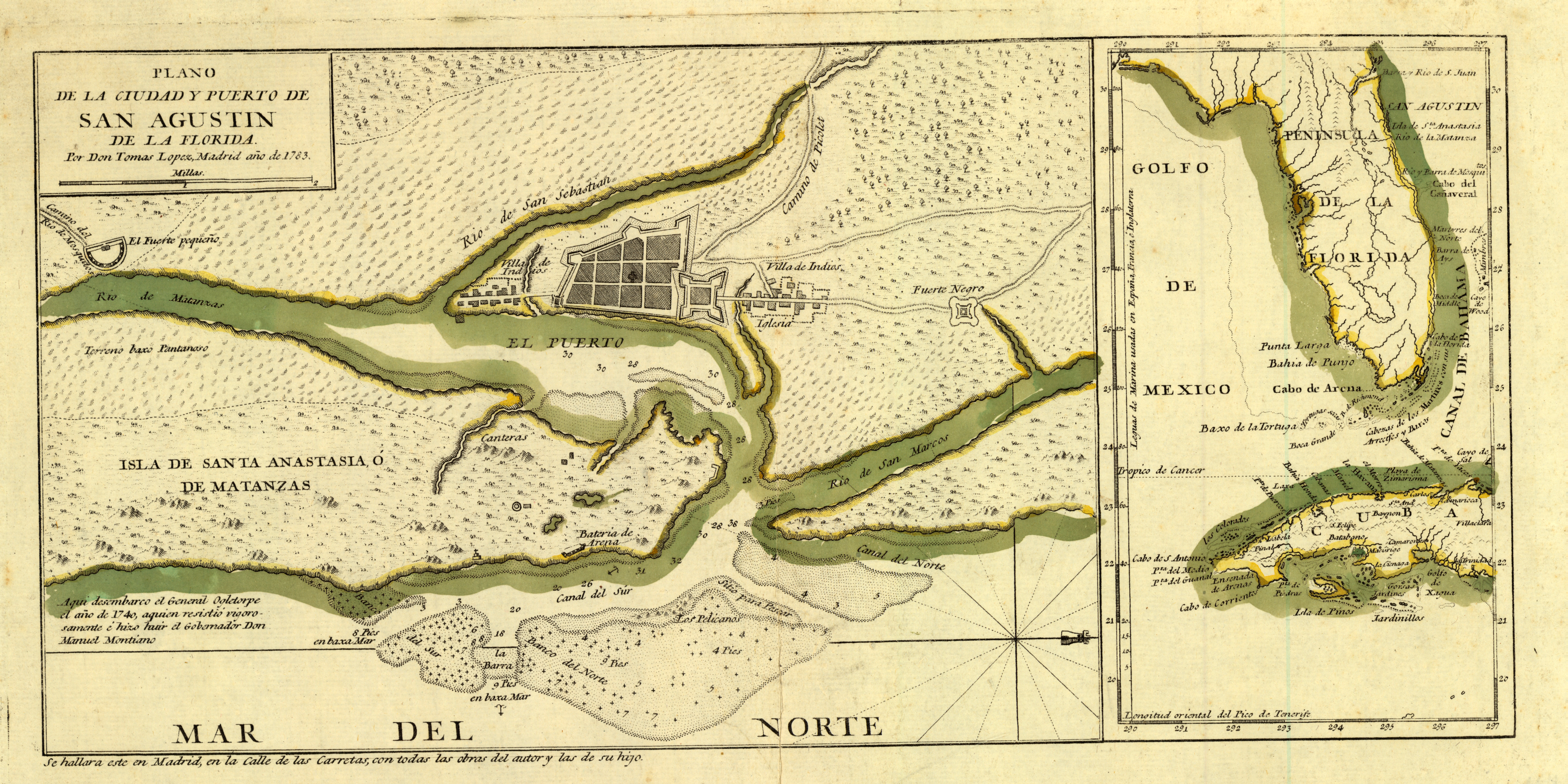 Plano de la Ciudad y Puerto de San Agustin de la Florida, by Tomas Lopez de Vargas Machuca, ca. 1783