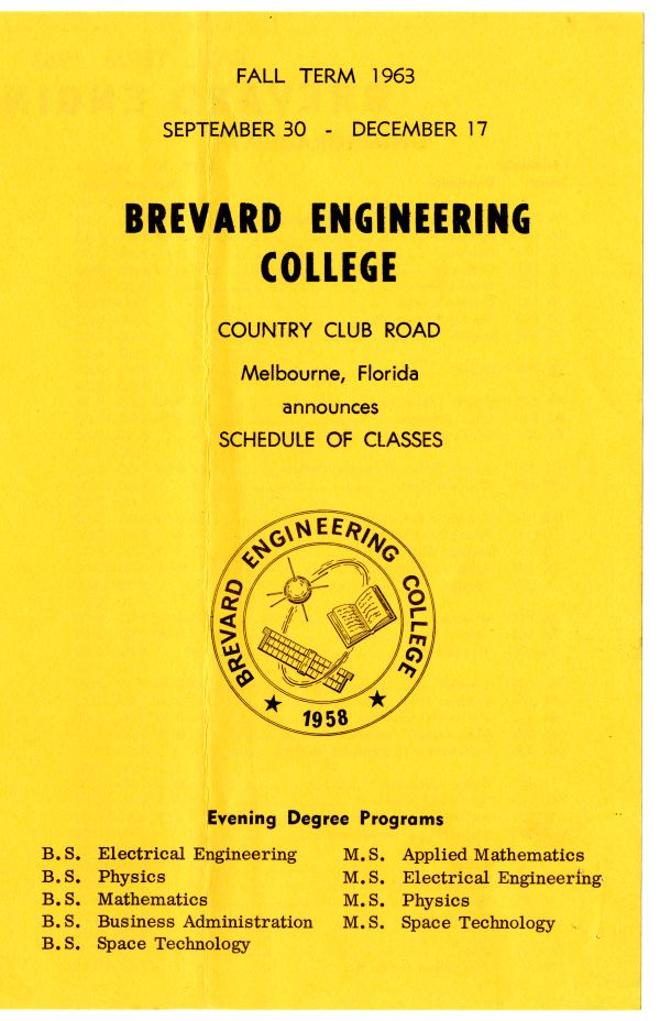 Brevard Engineering College - Schedule of Classes, Fall 1963