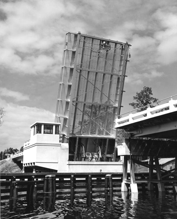 Bridge of Saint Marks River lifts to allow traffic - Wakulla County, Florida .