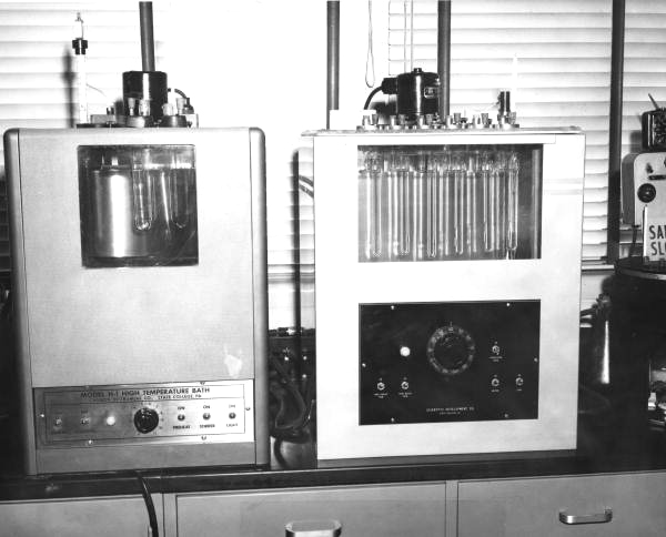 Close up of Kinematic Viscosity Test Apparatus .