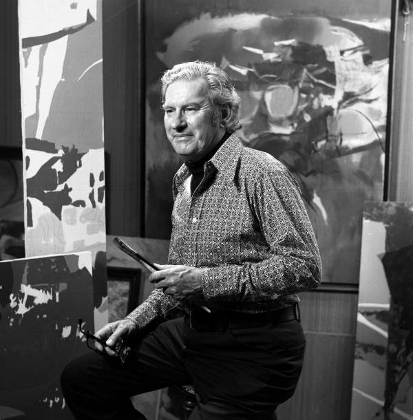 Portrait of painter Elden Rowland at his studio in Sarasota, Florida.