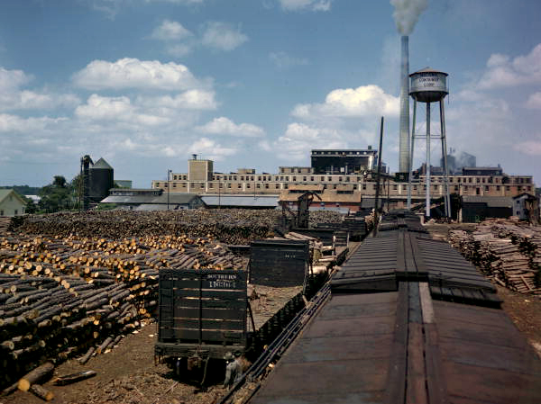 View of the National Container Corporation mill from the railroad tracks in Jacksonville, Florida.